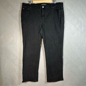 Lauren Ralph Lauren Black Mid Rise Denim Straight Leg Ankle Jeans Women's Sz 16W